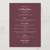 Elegant Wedding Guest Calligraphy Burgundy Dinner Menu (Voorkant)
