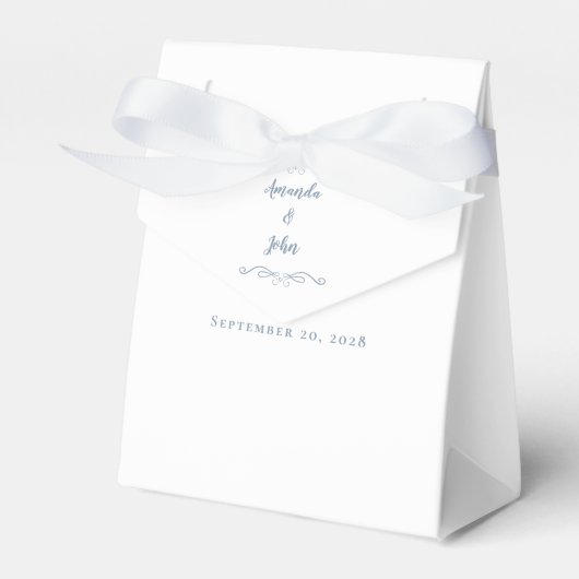 Elegant Wedding Guest Dank je wel Couple Dusty Blu Bedankdoosjes (Voorkant Zijde)