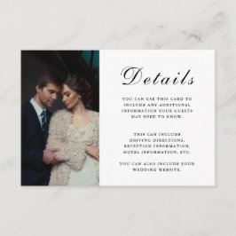Elegant Wedding Guest Details Faux Marmer Foto Informatiekaartje
