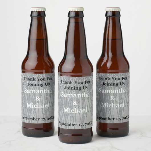 Elegant Wedding Guest Silver Stripes Hartelijk dan Bier Etiket (Flessen)