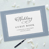 Elegant Wedding Guestbook Dusty Blue Border Gastenboek