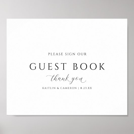 Elegant Wedding Guestbook Elegant Calligraphy Sign Poster (Voorkant)