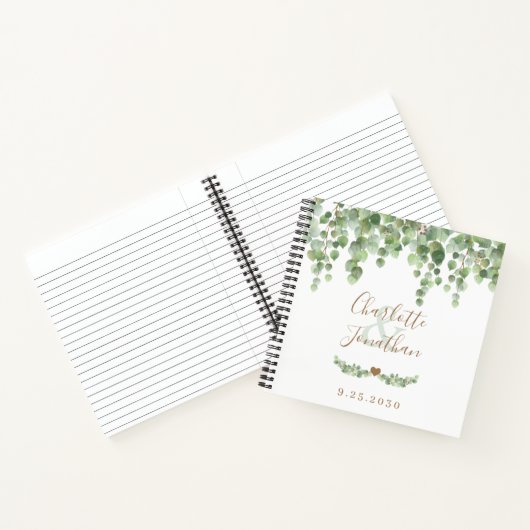 Elegant Wedding Guestbook Greenery Gold Eucalyptus Notitieboek (Binnen)
