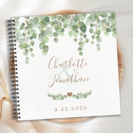 Elegant Wedding Guestbook Greenery Gold Eucalyptus Notitieboek