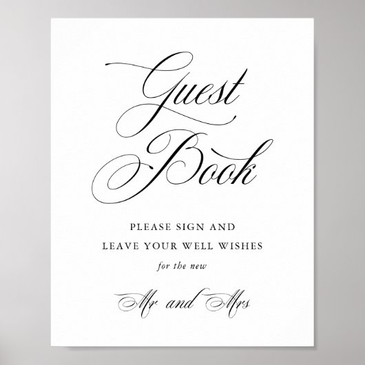 Elegant Wedding Guestbook-teken met klassieke scri Poster (Voorkant)