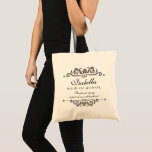 Elegant Wedding Hartelijk dank Aangepast parlement Tote Bag<br><div class="desc">Dank u Maid of Honor met deze eenvoudige maar elegante persoonlijke canvas tas. Ideaal voor het organiseren van huwelijksdagbenodigdheden, schoenen, make-up enz. Voeg uw identiteitskaart van de naam van Honor en 3 meer lijnen van douanetekst toe om te personaliseren. De door de vintage geïnspireerde ontwerpelementen vormen een compliment voor zo...</div>