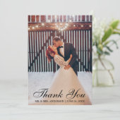 Elegant Wedding Hartelijk dank Bride Groom Foto Bedankkaart (Staand voorkant)