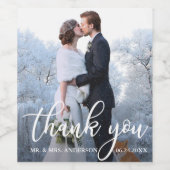 Elegant Wedding Hartelijk dank Bride Groom Foto Wijn Etiket (Enkel label)
