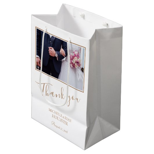 Elegant Wedding Hartelijk dank Medium Cadeauzakje (Voorkant Gekanteld)