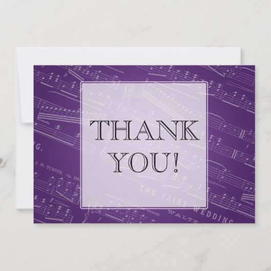Elegant Wedding Hartelijk dank voor het blad Music Bedankkaart (Voorkant)