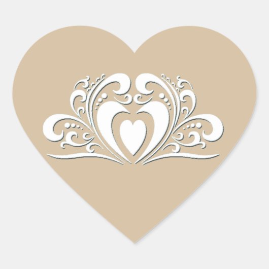 Elegant Wedding Heart Sticker (Voorkant)