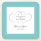 Elegant Wedding Hearts for ever Love Aqua & White Kartonnen Onderzetters (Voorkant)