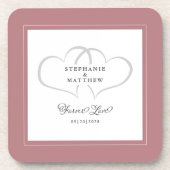 Elegant Wedding Hearts for ever Love Dusty Roos Bier Onderzetter (Voorkant)