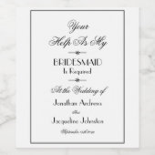 Elegant Wedding Ik zal mijn Bridesmaid-voorstel zi Wijn Etiket (Enkel label)