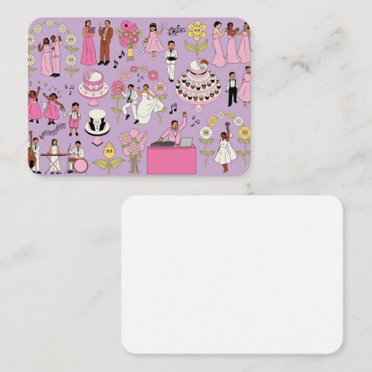 Elegant Wedding Illustration Business Card – Pink  Visitekaartje (Voorkant / Achterkant)