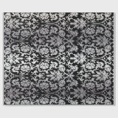 Elegant Wedding in Black en Silver Damask Cadeaupapier (Vlak)