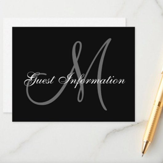 Elegant Wedding Information Kaart met Monogram