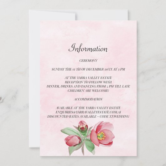 Elegant Wedding Information Kaart. Uitnodiging (Voorkant)