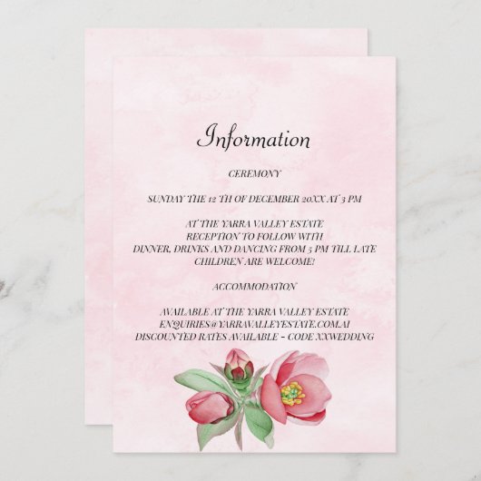 Elegant Wedding Information Kaart. Uitnodiging (Voorkant / Achterkant)