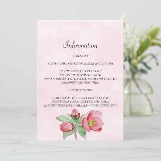 Elegant Wedding Information Kaart. Uitnodiging (Staand voorkant)