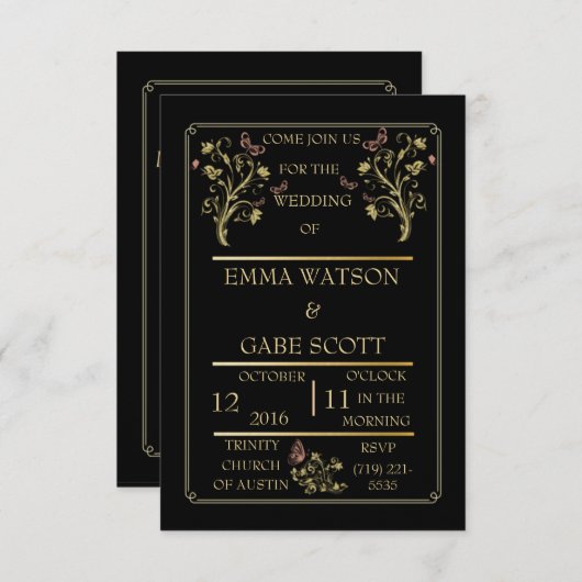  Elegant WEDDING INVITATIE Kaart (Voorkant / Achterkant)