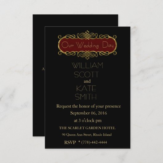  Elegant WEDDING INVITATIE Kaart (Voorkant / Achterkant)