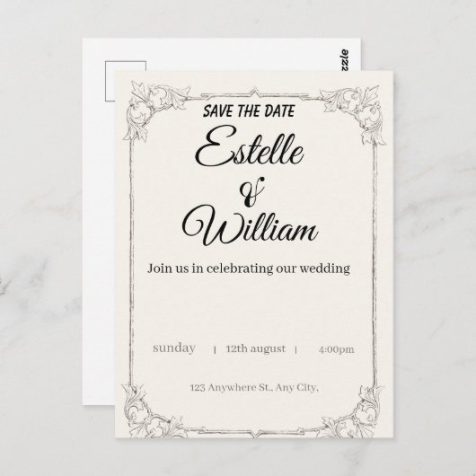 Elegant Wedding Invitation – A Modern Touch for Yo Briefkaart (Voorkant / Achterkant)
