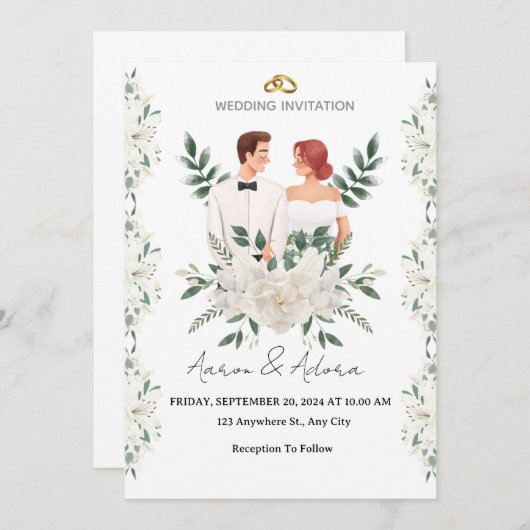 Elegant Wedding Invitation – A Modern Touch for Yo Kaart (Voorkant / Achterkant)