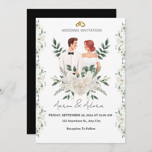 Elegant Wedding Invitation – A Modern Touch for Yo Kaart (Voorkant / Achterkant)