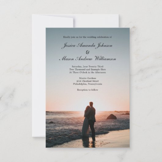 Elegant Wedding Invitation and Photo Kaart (Voorkant)