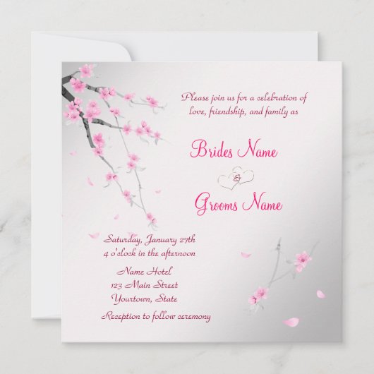 Elegant Wedding Invitation and Sakura Kaart (Voorkant)