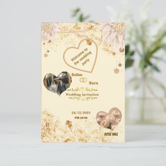 Elegant Wedding Invitation  Bedankkaart (Staand voorkant)