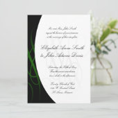 Elegant Wedding Invitation Black en Green Kaart (Staand voorkant)