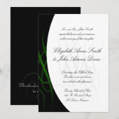 Elegant Wedding Invitation Black en Green Kaart (Voorkant / Achterkant)