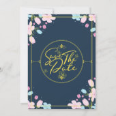 Elegant Wedding Invitation, blauw, goud, roze Kaart (Achterkant)