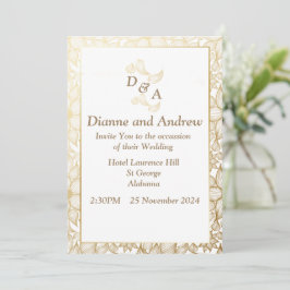 Elegant Wedding Invitation, bruine bladeren Kaart