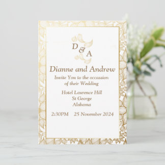 Elegant Wedding Invitation, bruine bladeren Kaart