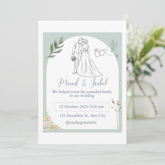 Elegant Wedding Invitation Card (Staand voorkant)