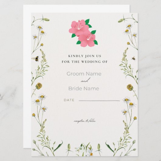 Elegant Wedding Invitation card Aankondiging (Voorkant / Achterkant)
