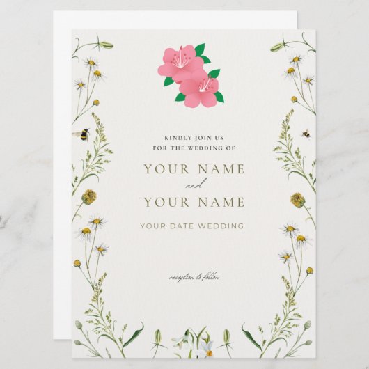 Elegant Wedding Invitation card Aankondiging (Voorkant / Achterkant)