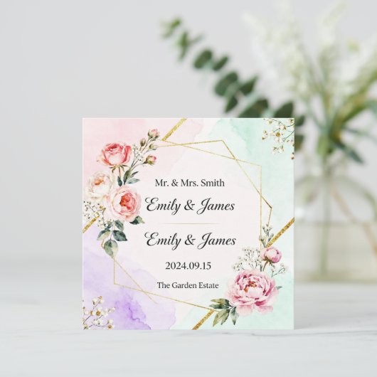 elegant wedding invitation card kaart (Staand voorkant)
