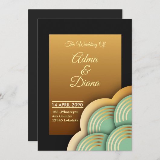 Elegant Wedding Invitation Card Kaart (Voorkant / Achterkant)