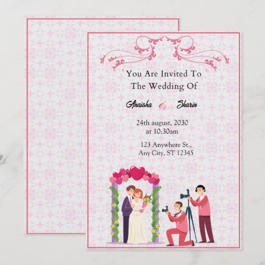 Elegant Wedding Invitation Card Kaart (Voorkant / Achterkant)