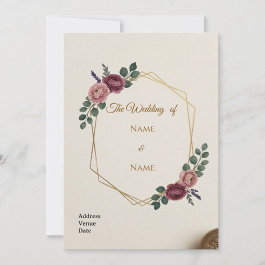 Elegant Wedding Invitation Card Kaart (Voorkant)