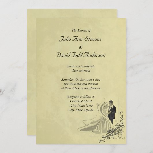 Elegant Wedding Invitation Card Kaart (Voorkant / Achterkant)