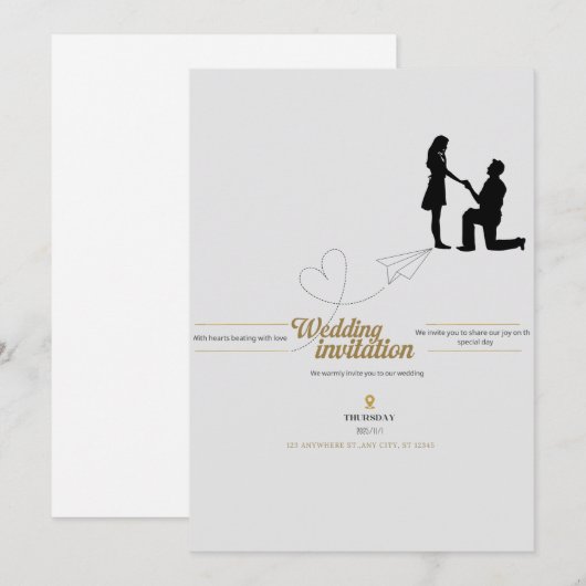 Elegant Wedding Invitation Card Kaart (Voorkant / Achterkant)