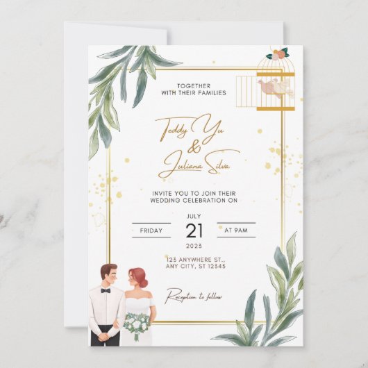 Elegant Wedding Invitation Card Kaart (Voorkant)