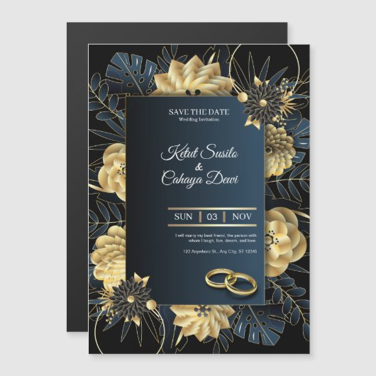 Elegant Wedding Invitation Card Magnetische Uitnodiging (Voorkant / Achterkant)