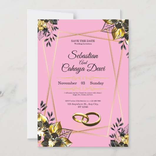 Elegant Wedding Invitation Card Magnetische Uitnodiging (Voorkant)