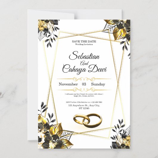 Elegant Wedding Invitation Card Magnetische Uitnodiging (Voorkant)